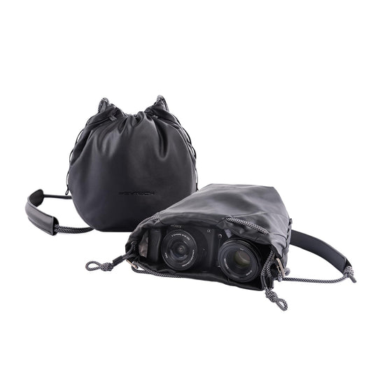 PGYTECH OneGo Drawstring Small Camera Bag, Leather Soft Camera Pouch compatible with Mirrorless Cameras/Nikon/Canon/Sony//Pocket 4/Fuji Camera Case