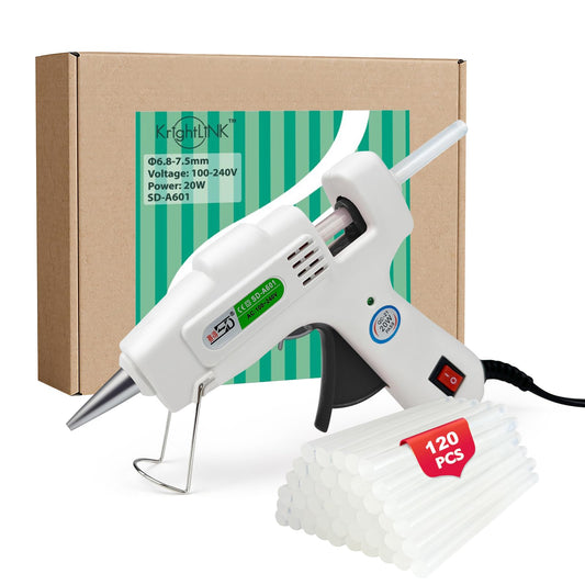 Krightlink Hot Glue Gun Kit with 120 Glue Sticks, Fast Preheating Hot Melt, High Temp for School Crafts DIY Arts and Quick Home Repairs (20w)