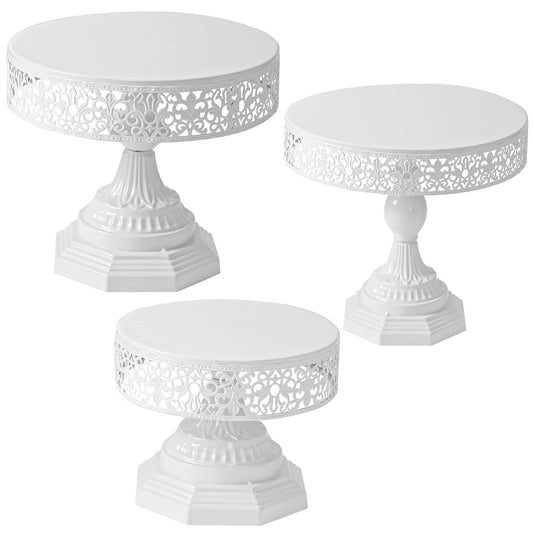 weharnar White Cake Stand Set - 3 Pcs Metal Cupcake Holders for Dessert Table Round Gorgeous Dessert Display Stands Trays Set for Wedding, Birthday, Tea Party