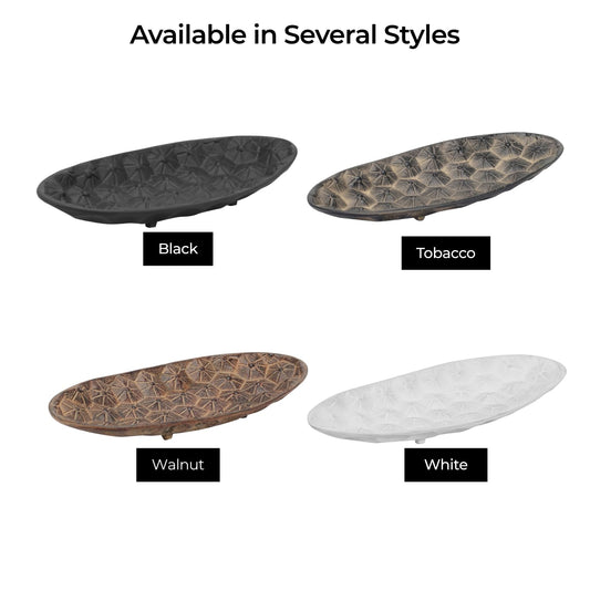 Tom’s Croc Tray – Handmade Oval Metal Decorative Tray with Crocodile Texture – Vintage Aluminum Tray for entryway, Coffee Table, or Home Decor - Chocolate 12"