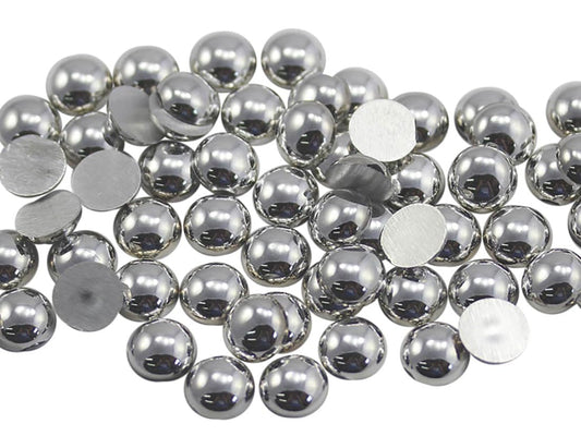 Allstarco 11mm Silver Flat Back Acrylic Round Pearl Cabochons Plastic Rhinestones Pearl Gems Embellishments for Jewelry, Crafts, Costumes, Card Invitations, Cosplay - 40 Pieces