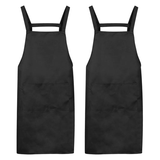 HARFINGTON 2pcs H Style Apron Kitchen Cooking Aprons Artist Painting Apron with 2 Pockets for Home Kitchen Restaurant Craft Garden Cooking, Black