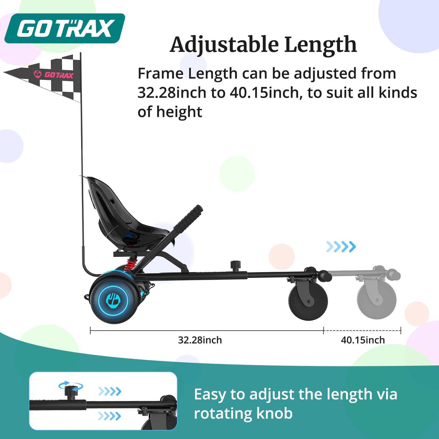 Gotrax Hoverboard Attachment with Rear Shock Absorption, Hoverboard Go Kart(BLA)