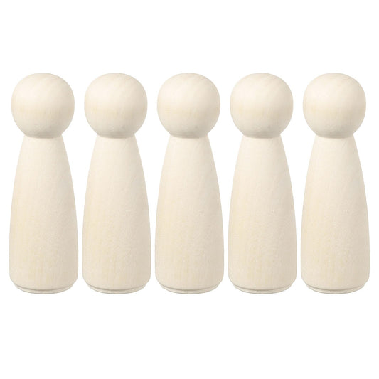 uxcell 5 Pack Wood Peg, 3.5 Inch Girl-Shape Wooden Peg People, Unfinished Wooden Peg People Bodies Figures for DIY Art Craft Painting