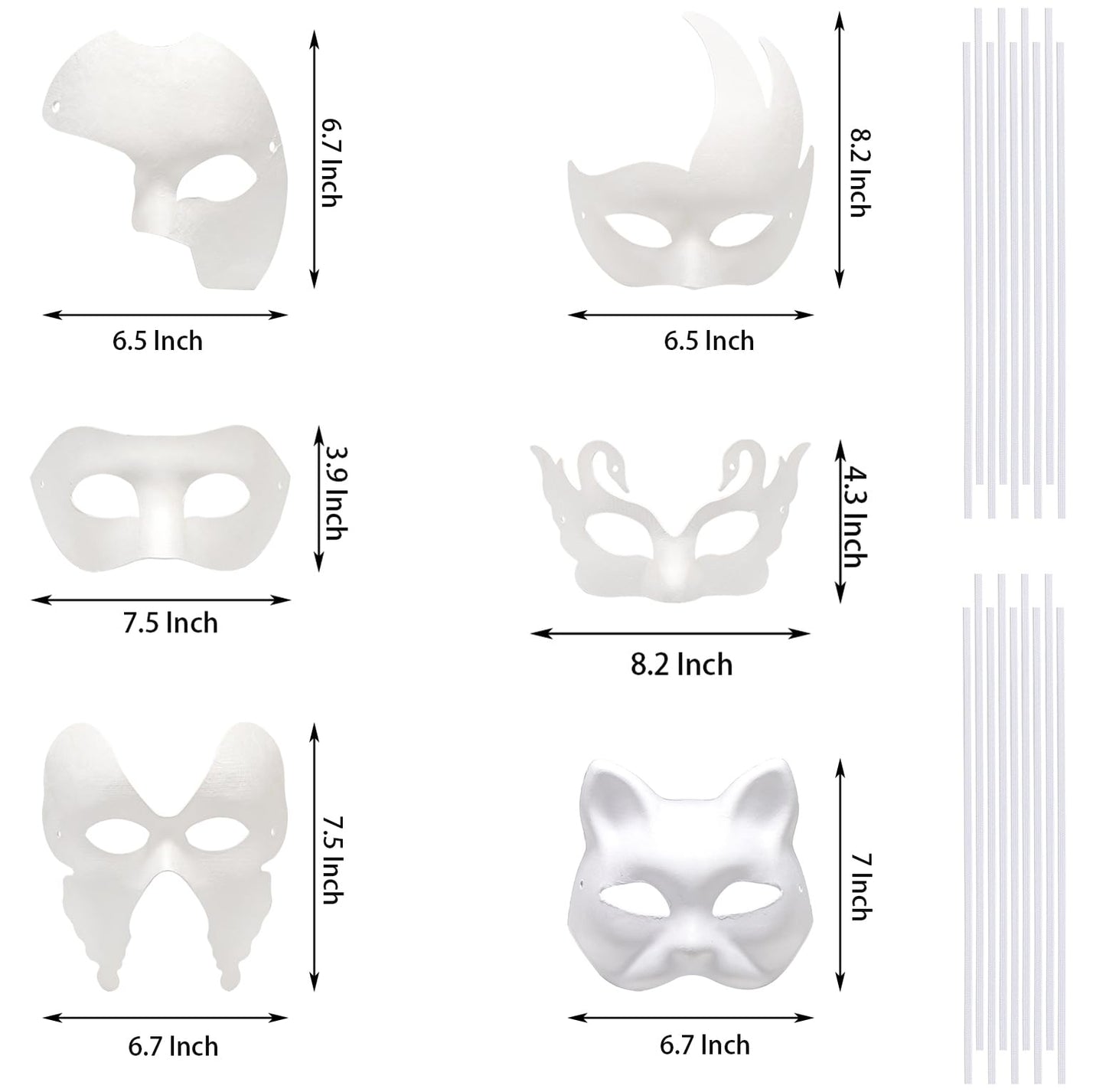 Nicunom 30 Pack Paper Mache Art Masks, DIY Blank Masks Paintable Masquerade Mask White Half Face Masks Costume Craft Mask for Art Party Mardi Gras Cosplay Dance Halloween Christmas
