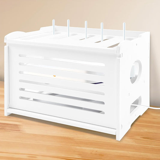 Wensdr Upgrade Router Shelf Storage, Networking Router Stand, Freestand & Wall Mounted Router Storage Box, Modem Cable