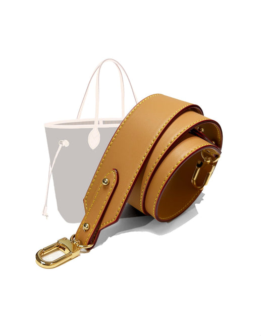 LOFZAR Wide Vachetta Leather Replacement Bag Strap, Fits Neverfull PM/MM/GM Graceful and More (37.8" L, Beeswax)