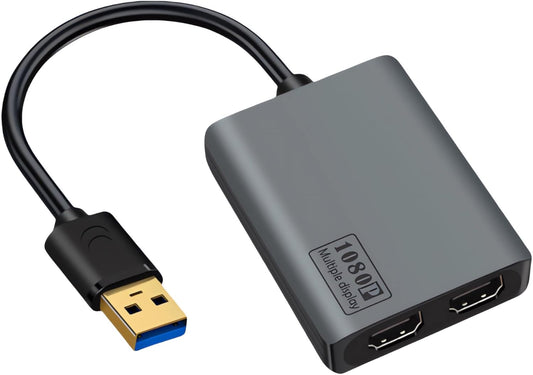 XinYaa 3.0 3.0 2X 3 USB to Dual HDMI Adapter, USB A to HDMI Monitor Converter, HDM I Splitter for Dual Monitors