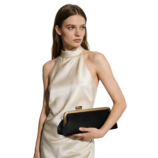 Kisslock Purse Shoulder Bag for Women Elegant Kiss Lock Handbag Evening Clutch Purses Spherical Metal Block Clip Bags