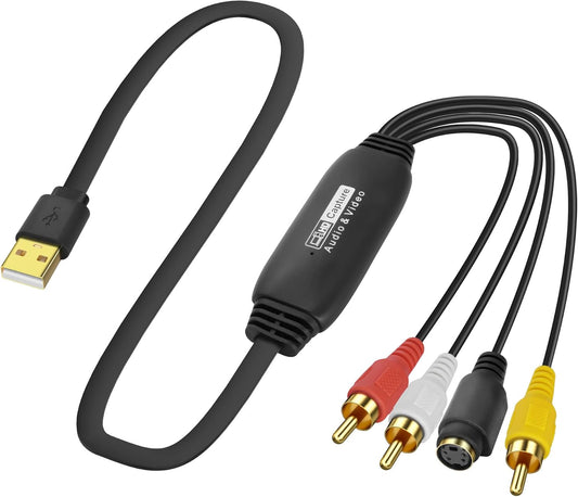 2.0 -1.2M/3.9FT (S-Video+3 XMSJSIY USB Audio Video Capture Card S Video RCA to USB Digital Grabber Recorder CVBS VHS