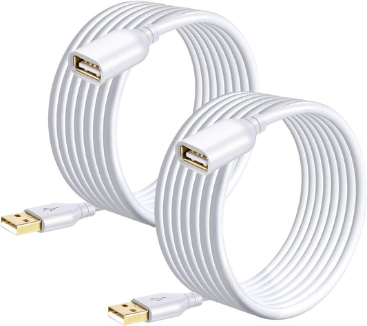 15ft, 2 Pack 2.0 Costyle USB Extension Cable White USB Extender Cable Type A Male to A Female Extension Cable Long USB
