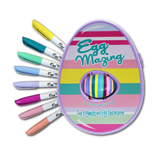 Eggmazing Egg Decorator Kit - Easter Egg Decorating Spinner with 8 Colorful Quick Drying Non Toxic Markers (Purple) - Arts and Crafts Set for Ages 3 and Up