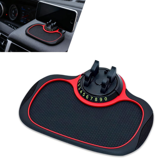 Cuymoap Multifunction Car Anti-slip Mat, Storage Pad & Rotatable Phone Holder & Parking Number Plate, Large Organizer