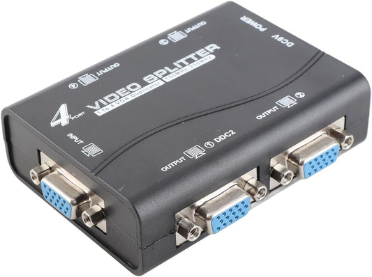 Wisoqu 4 1 4 250Mhz 1920x1440 VGA Splitter Amplifier Box, Port Powered in Out Video Distribution Duplicator, HD Video