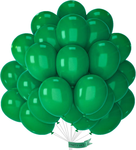 PartyWoo Dark Green Balloons - 100pcs 12 Inch Emerald Forest Green for Weddings & Celebrations