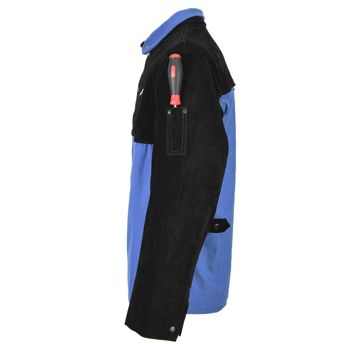 QeeLink Welding Jacket Split Leather Sleeves | Premium Flame Resistant Cotton Body Hybrid Welder Jackets Clothes, 2XL