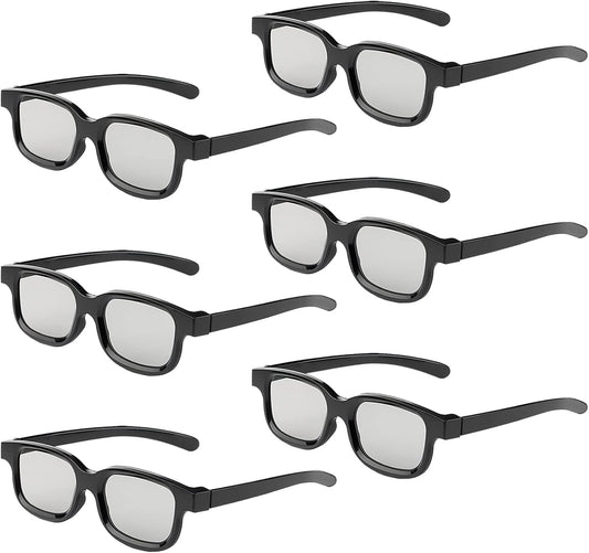 Cocar 3D 6-Pack 3D 3D Real Glasses, Circular Polarized Passive Glasses for Real Cinema, TV, and Projectors Non-Flashing
