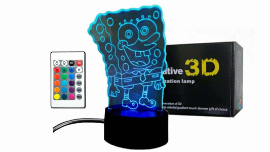 Z ZILLION CRAFT Sponge Bob 3D Illusion Night Light. USB Cable or Battery Support Touch Sensor Mode with Multiple Colors Changing.