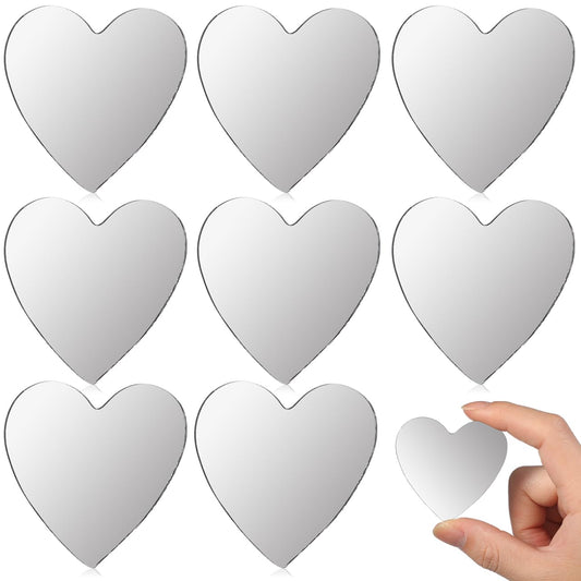 Healifty 20pcs Heart Shaped Mini Mirrors Glass Mosaic Tile Pieces for Home Decoration DIY Craft Projects Compact Mirror Making 2.12x1.96 in