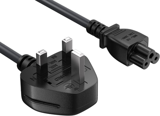 Cable Leader 6ft 18 2.5 IEC-320-C5 BS1363 AWG England Notebook Power Cord with A Fuse, to UK Plug