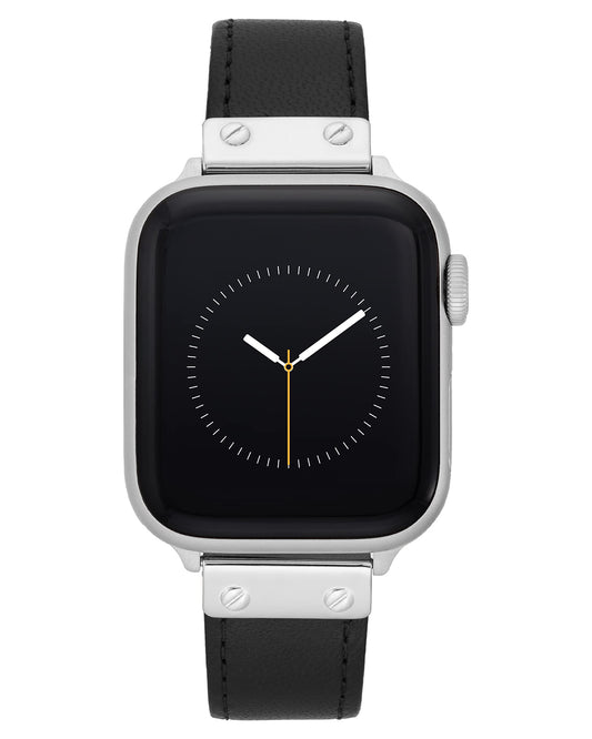 Anne Klein Leather Replacement Band for Apple Watch Secure, Adjustable, Apple Watch Band Replacement, Fits Most Wrists (38/40/41mm, Black)