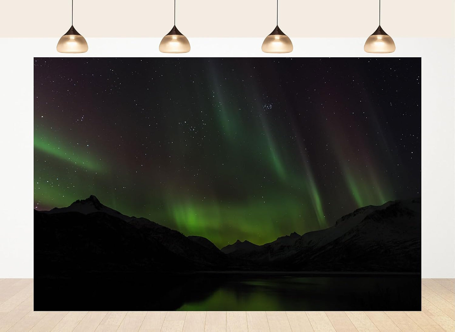 LidyMini 10x8ft Fabric Aurora Borealis Mountain Lake Backdrop Dramatic Northern Lights Night Landscape Photography