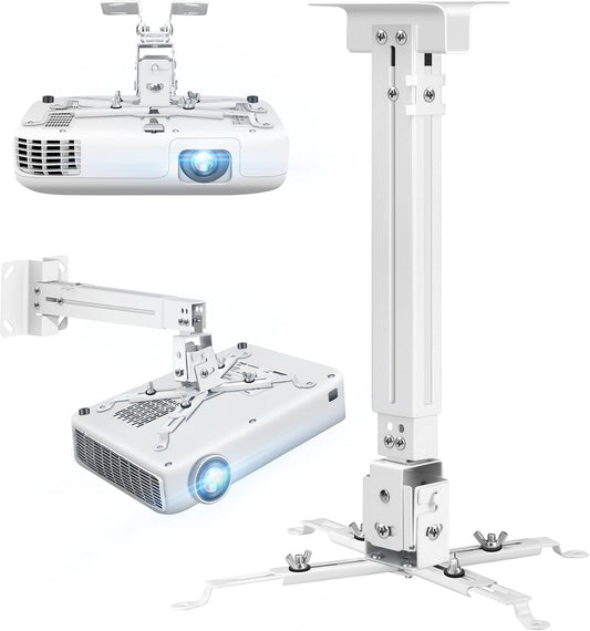 2-Be-Best 3-in-1 Projector Ceiling Mount Wide Pipe Universal Projector Wall Mount Bracket with Adjustable Arm, Flush