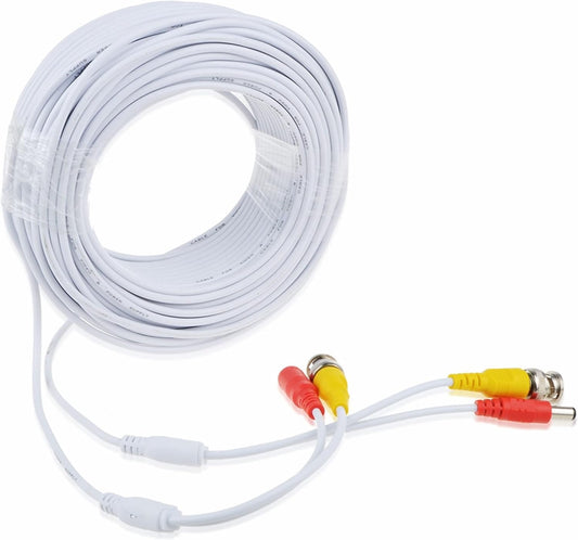 150ft White CCTV BNC Video Power Cable for DVR Surveillance Systems