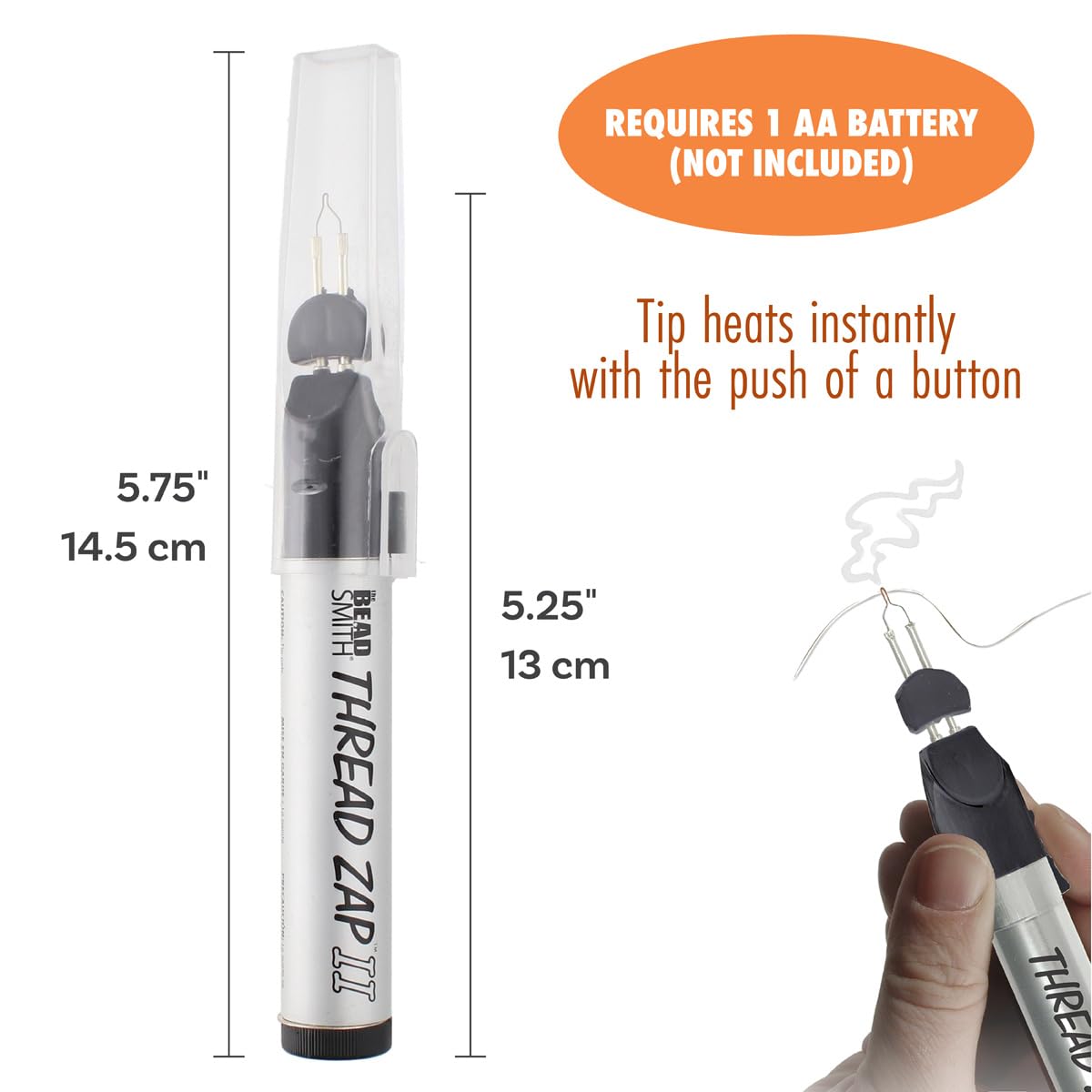 The Beadsmith ThreadZap Craft Burner – Thread Zapper for Burning and Trimming Thread, 5.25 Inches, Finish Bead Weaving & Stringing Projects