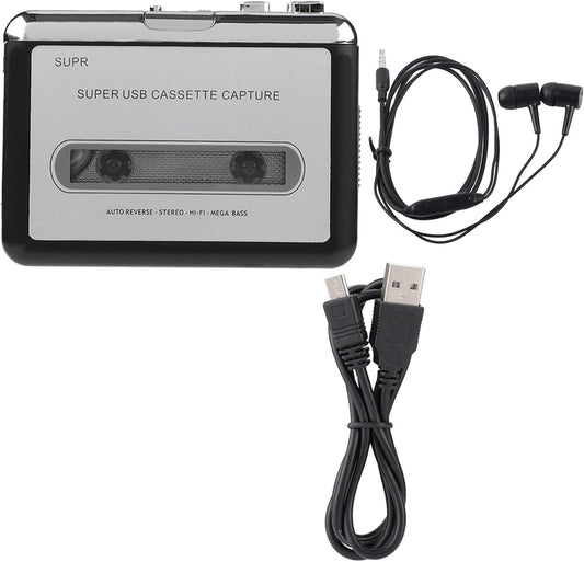 Cassette Cassette MP3 Portable Player Recorder Converter, Tape to Converter Convert Tapes to Digital Files via USB