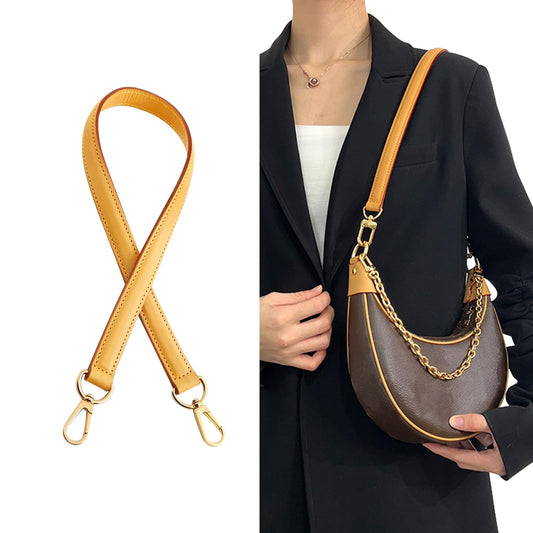 KIYOMIL Genuine Vachetta Leather Shoulder Bag Strap Replacement for Graceful Tote Bag(BEESWAX-Width:0.7in&Length:27.5in)