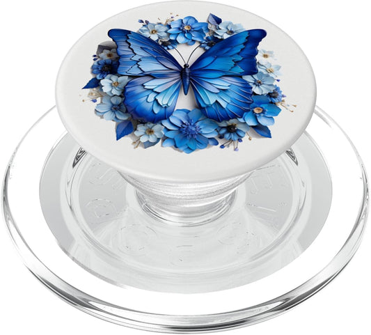 Cute Blue Butterfly Aesthetic Nature Butterflies Blue Butterflies with Flowers Floral Butterfly PopSockets PopGrip