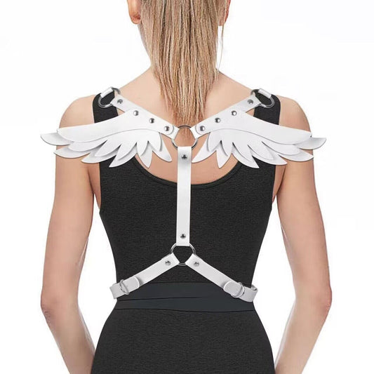 BAQOEYII Women Punk Angel Wings Body Chest Harness,Punk Angel Wings Waist Harness,Punk Angel Wing Chest Body Harness Waist Belly Chain Belt Rave Jewelry Accessories Halloween Outfit