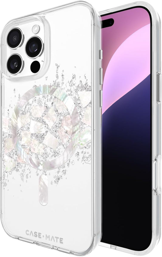 Case-Mate 16 12ft 16 iPhone Pro Max Case [Compatible with MagSafe] - Stylish Mother of Pearl Phone Case with Drop
