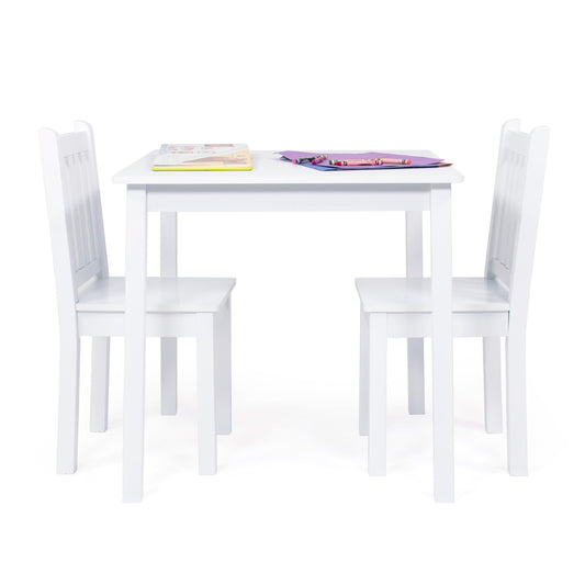 Humble Crew Kids Table and Chair Set, Toddler Activity Table with 2 Chairs for Play, Crafts, Snacks & Learning, Wooden Kids Furniture for Playroom & Bedroom, White