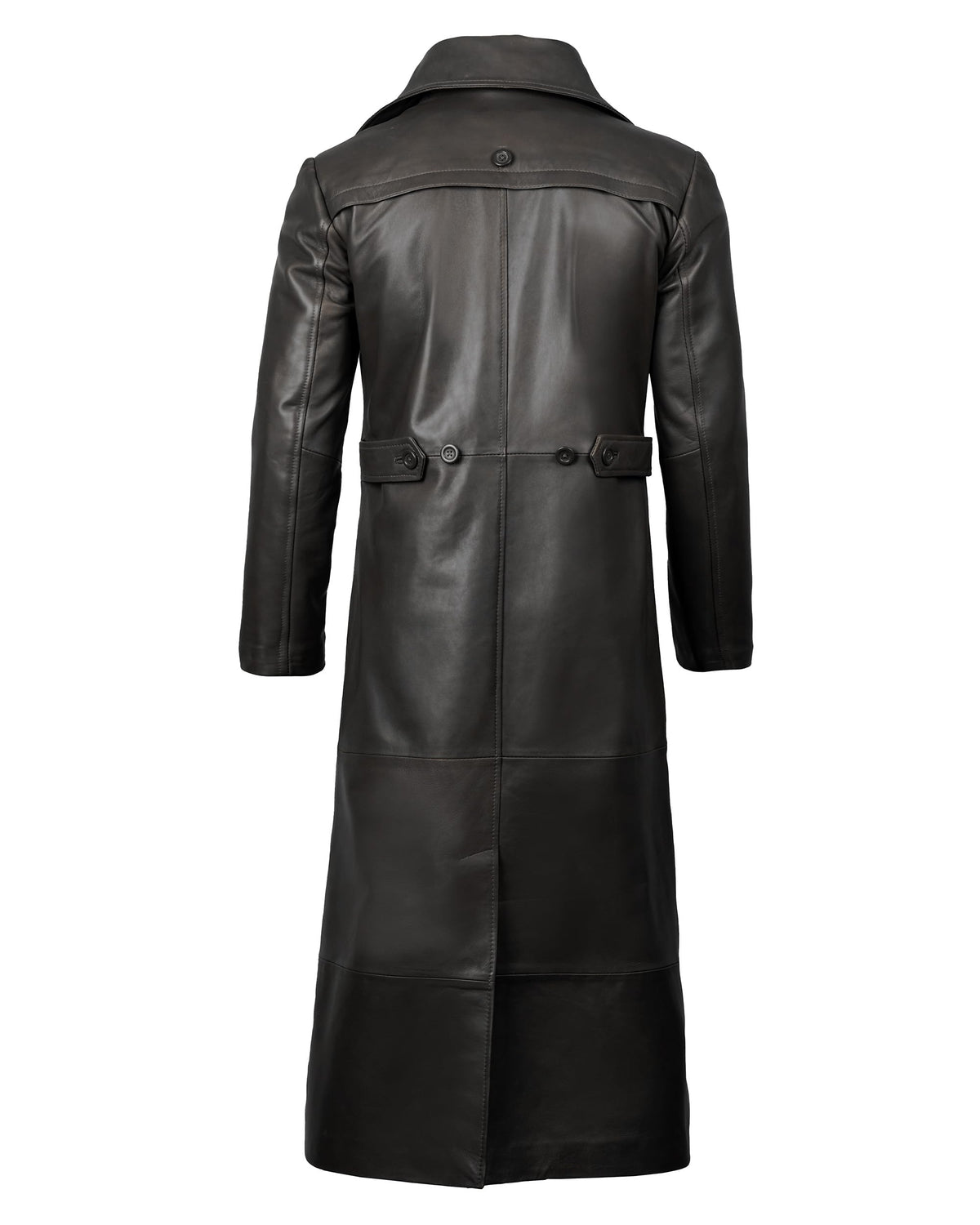 Blingsoul Black Winter Real Leather Overcoat | [1500285] Jackson Black Long Coat Jacket, XL