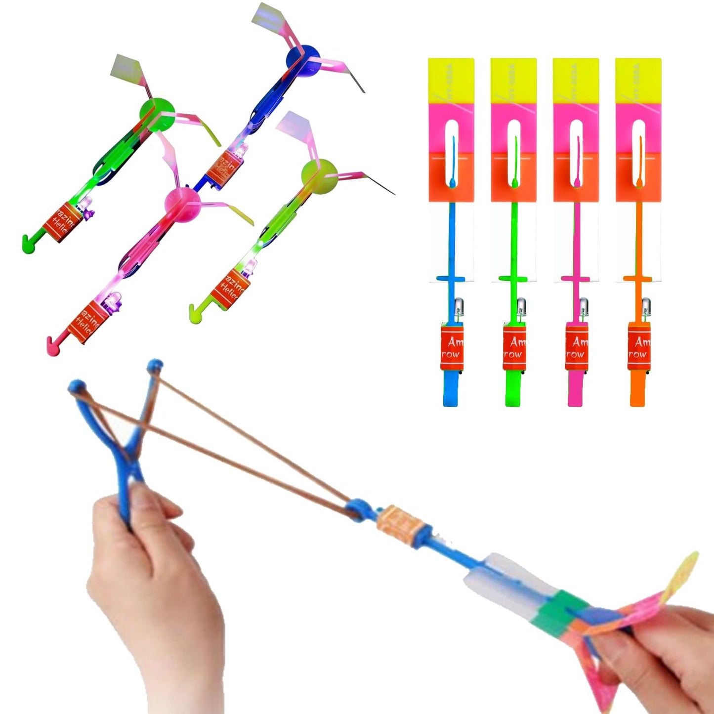 44 Sets Slingshot for Kids,Light Up Flying Toys,Glow In The Dark Party Supplies,Camping Essentials,Beach,Outdoor Games,Outside Toys,Valentines Day Gifts,Classroom Prizes,Party Favors for Kids 8-12 4-8