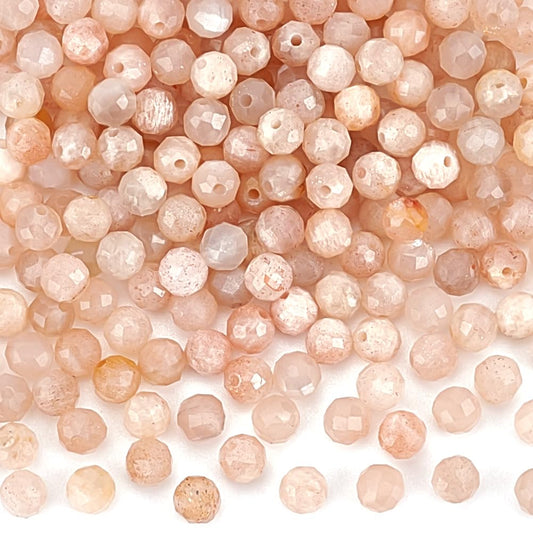 PH PandaHall 230pcs Sunstone Beads 3mm Faceted Round Gemstone Beads Natural Stone Crystal Bead Bulk for Jewellery Making Craft Bead for Necklace Bracelet Making DIY Crafts
