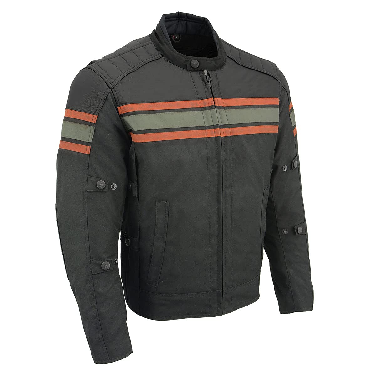 Milwaukee Leather MPM1751 Men's 'Burnt Orange' Leather and Textile Armored Jacket - Large,Black