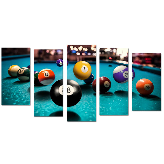 DuoBaorom 5 Piece Canvas Wall Art Pool Room Decor Sports Picture 32x60