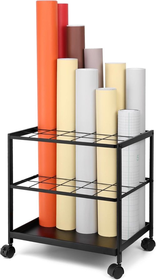 Blueprint Storage Rack Cart - 20-Slot Metal Blueprint Holder for Secure, Non-Slip Storage | Organize Posters & Artwork