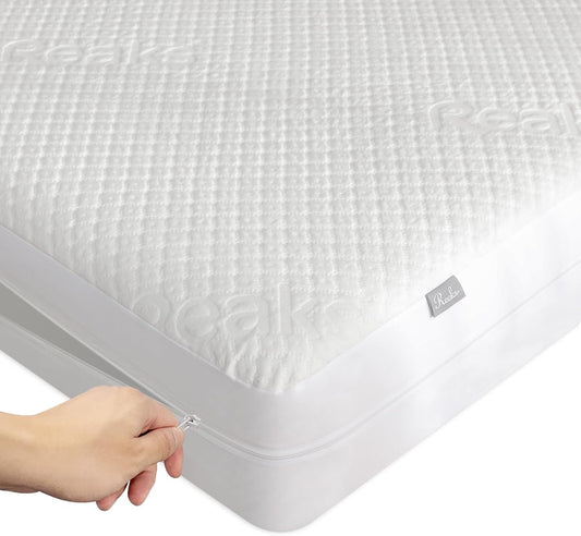 Queen Size Mattress Protector - 100% Waterproof Zippered Cover | Soft, Cooling & Noiseless Encasement for 10-12" Deep Mattresses