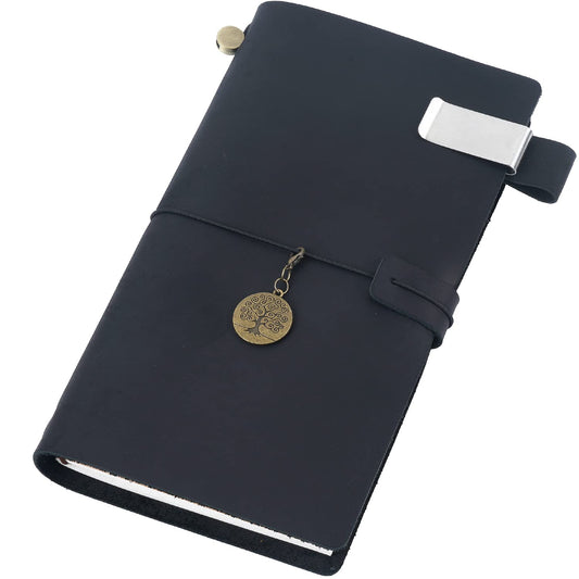 Moterm Travelers Notebook - 8.6'' x 4.9'' Retro Handmade Leather Travel Journal (Standard Sizes, Black)