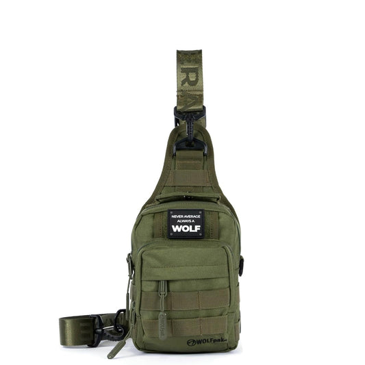WOLFpak 4L Mini Tactical Sling Bag (OD Green) Compact Crossbody Backpack for Gym, Travel & EDC | Tactical Shoulder Bag with Multiple Pockets – Lightweight, Durable Sling Pack for Men & Women
