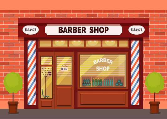 BELECO 5x3ft Fabric Cartoon Barber Shop Backdrop for Photography Red Brick Wall Hair Salon Hairstylist Haircut