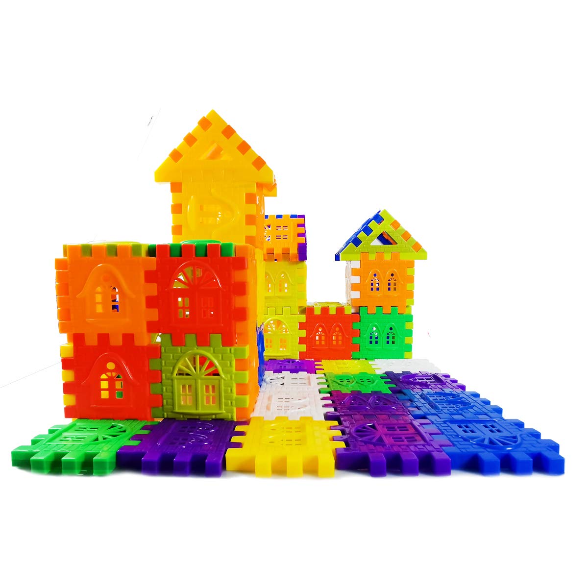 RAINBOW TOYFROG Waffle Blocks STEM Building Toys for Kids Ages 4-8, Large Kids Building Blocks with Toy Storage Container – Kindergarten Toys Preschool manipulatives Toddler Toys