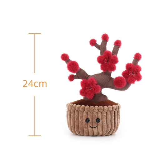 Apricot Lamb Potted Plum Blossom Flower Stuffed Animals for Kids, Soft Cute Plush Toys for Baby Girl and Boy, 9.5 Inches