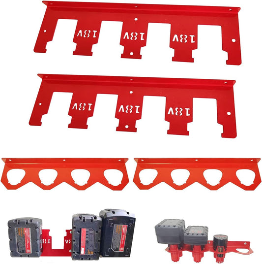 WOLGNKI M18 M12 2pcs 12V 2pcs 18V Metal Battery Holder Organizer Mount Fit for Milwaukee Battery for and for Battery