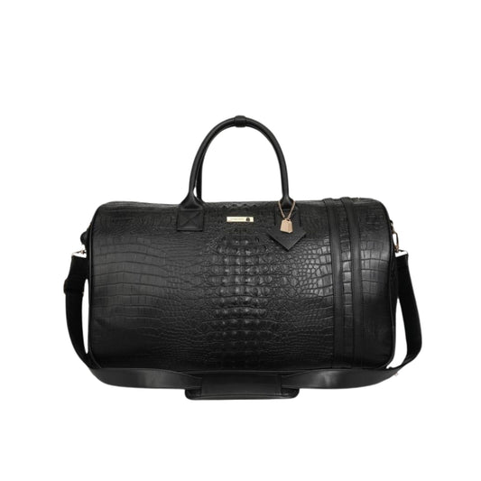 Tote&Carry Apollo 2 Large Rolling Duffle Bag with Wheels, Carry-On Roll Duffel for Travel, Gym, Sports, Daily, Weekend & All-Purpose Use for Men & Women (Crocodile Skin, Black)