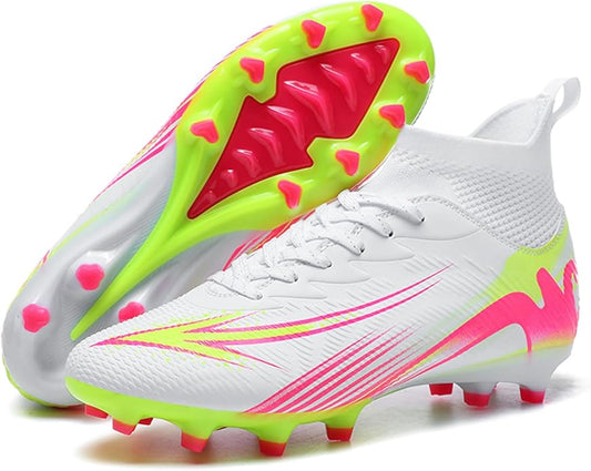 Men's High Top Soccer Shoes FG Long Spikes Adult Football Shoes Lightweight Professional Athletic Training